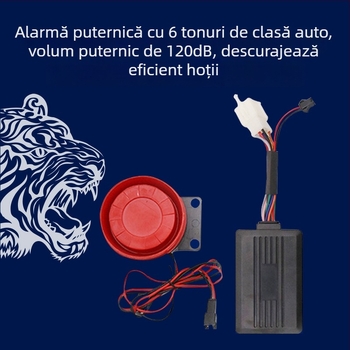 Alarmă anti-furt 12V pentru motociclete și vehicule electrice, pornire cu un singur buton și avertizare vocală