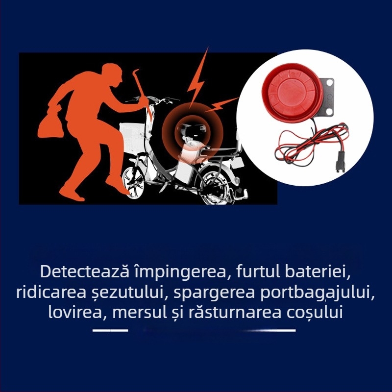 Alarmă anti-furt 12V pentru motociclete și vehicule electrice, pornire cu un singur buton și avertizare vocală