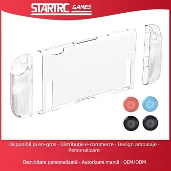 Carcasă de protecție Switch 2 cu carcasă pentru controlere separate și cadru PC central, transparentă, portabilă