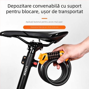 Lacăt pentru bicicletă de munte cu cod anti-furt, cablu din oțel portabil pentru biciclete electrice, accesorii pentru bicicletă