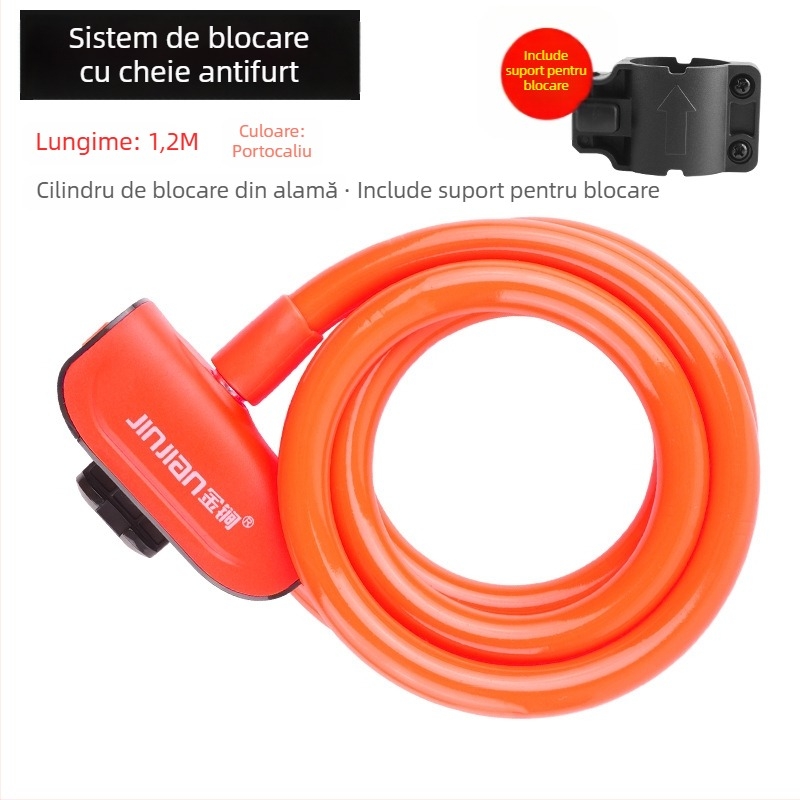 Lacăt pentru bicicletă de munte cu cod anti-furt, cablu din oțel portabil pentru biciclete electrice, accesorii pentru bicicletă