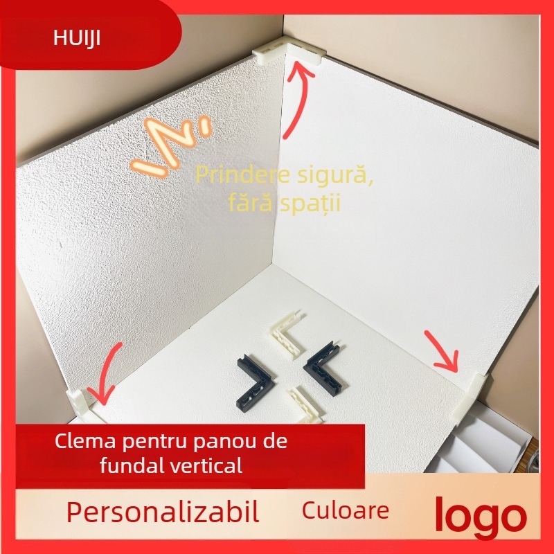 Clema de colț din plastic ABS pentru fundal foto, prindere verticală, 5 mm