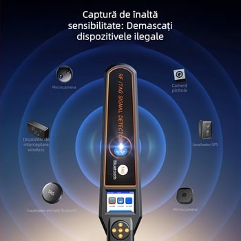 Detector GPS auto, anti-spionaj și anti-monitorizare, detecția semnalelor wireless, detecția AirTag, scanare și detectare, protecție împotriva filmării clandestine