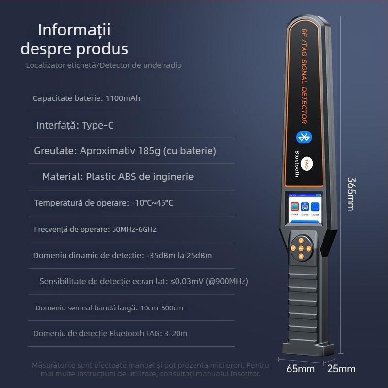 Detector GPS auto, anti-spionaj și anti-monitorizare, detecția semnalelor wireless, detecția AirTag, scanare și detectare, protecție împotriva filmării clandestine