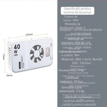 Lumina de buzunar de 40W, puternică, portabilă RGB fill light pentru fotografie în aer liber și transmisiune live