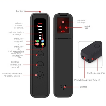 Detector de cameră WiFi anti-spionaj, anti-monitorizare, anti-urmărire, scaner infraroșu, utilizare în interior, model C18s