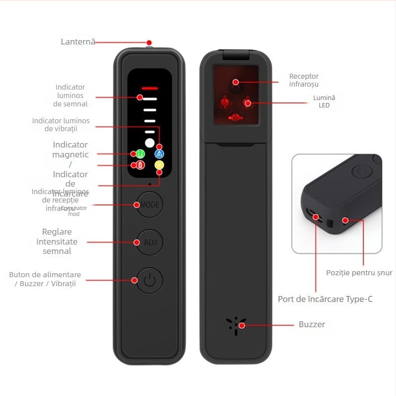 Detector de cameră WiFi anti-spionaj, anti-monitorizare, anti-urmărire, scaner infraroșu, utilizare în interior, model C18s