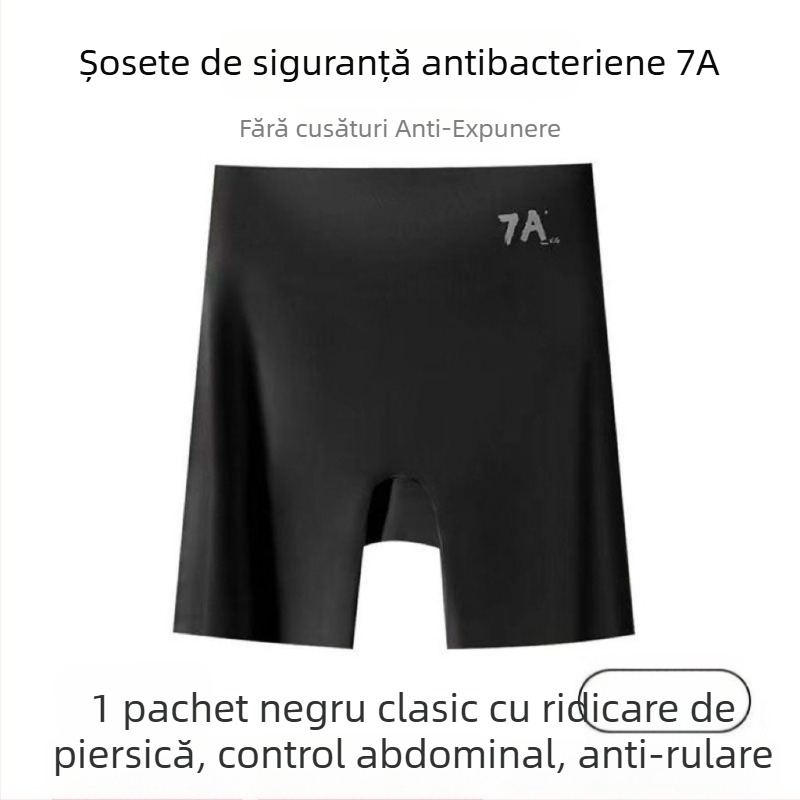 7A șorturi de siguranță pentru femei, talie înaltă din Ice Silk, lenjerie modelatoare 3-in-1 cu controlul taliei și ridicare a șoldurilor, fără margini ascuțite