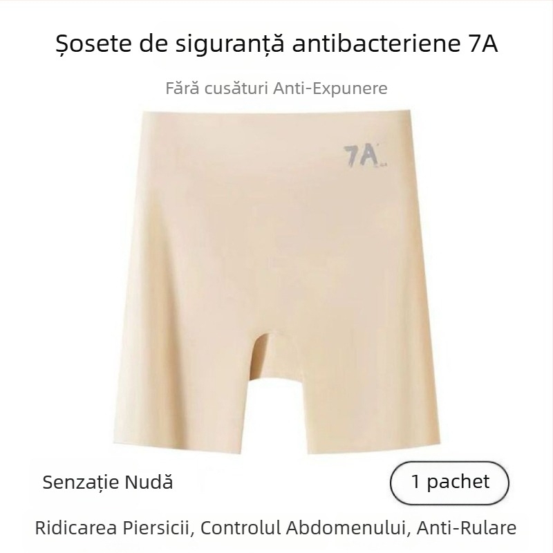 7A șorturi de siguranță pentru femei, talie înaltă din Ice Silk, lenjerie modelatoare 3-in-1 cu controlul taliei și ridicare a șoldurilor, fără margini ascuțite