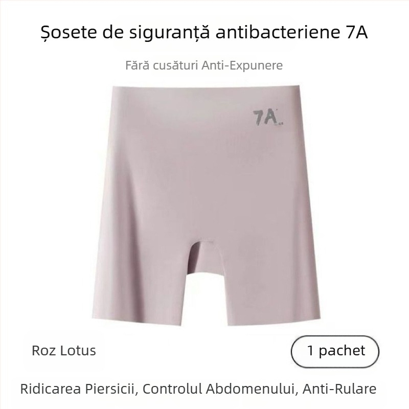 7A șorturi de siguranță pentru femei, talie înaltă din Ice Silk, lenjerie modelatoare 3-in-1 cu controlul taliei și ridicare a șoldurilor, fără margini ascuțite