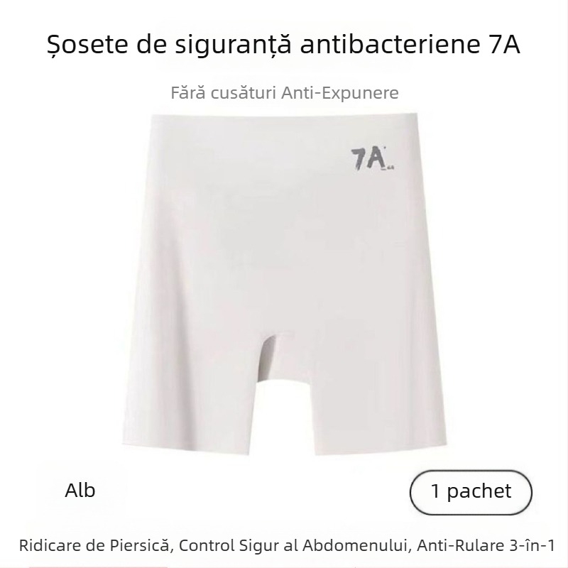 7A șorturi de siguranță pentru femei, talie înaltă din Ice Silk, lenjerie modelatoare 3-in-1 cu controlul taliei și ridicare a șoldurilor, fără margini ascuțite