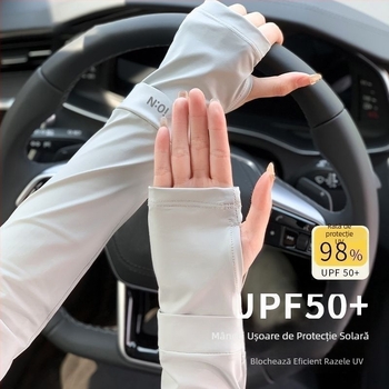 Manșete subțiri cu protecție UV din ice silk pentru bărbați și femei, vară la volan și ciclism UPF50+