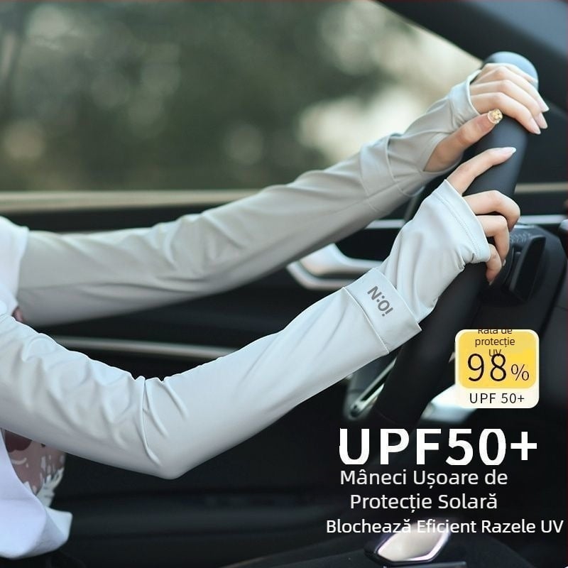 Manșete subțiri cu protecție UV din ice silk pentru bărbați și femei, vară la volan și ciclism UPF50+
