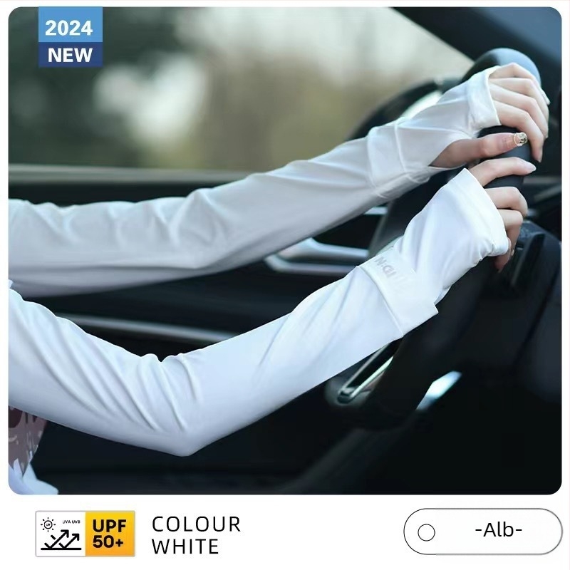 Manșete subțiri cu protecție UV din ice silk pentru bărbați și femei, vară la volan și ciclism UPF50+