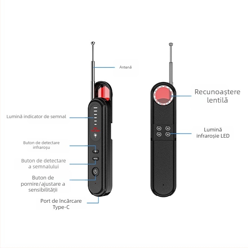 T01 detector wireless pentru camere ascunse cu scaner de lentile infraroase