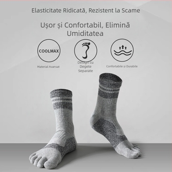 Șosete degete pentru bărbați, din bumbac, lungime medie, sport, respirabile, absorbante de transpirație, anti miros