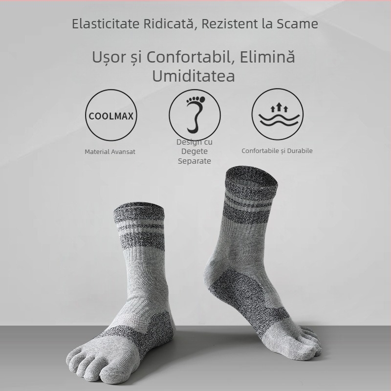 Șosete degete pentru bărbați, din bumbac, lungime medie, sport, respirabile, absorbante de transpirație, anti miros