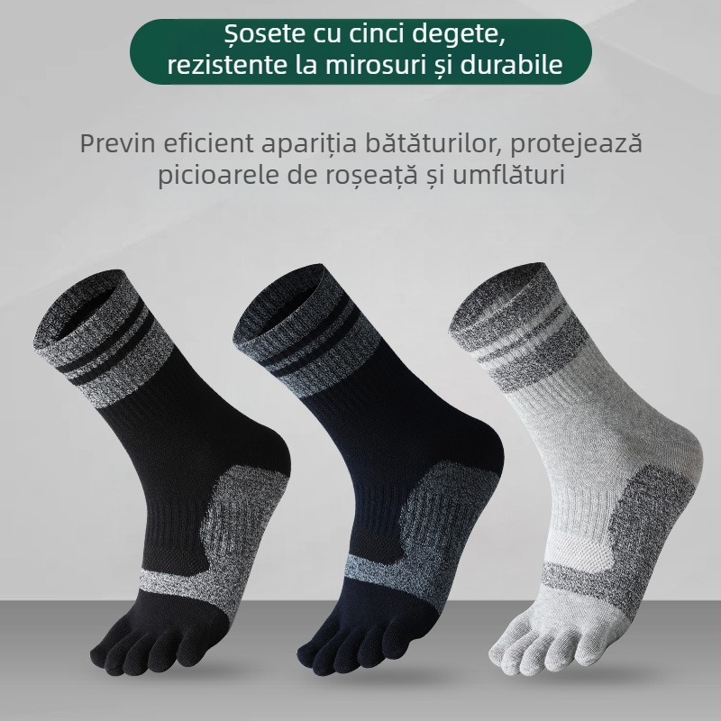 Șosete degete pentru bărbați, din bumbac, lungime medie, sport, respirabile, absorbante de transpirație, anti miros
