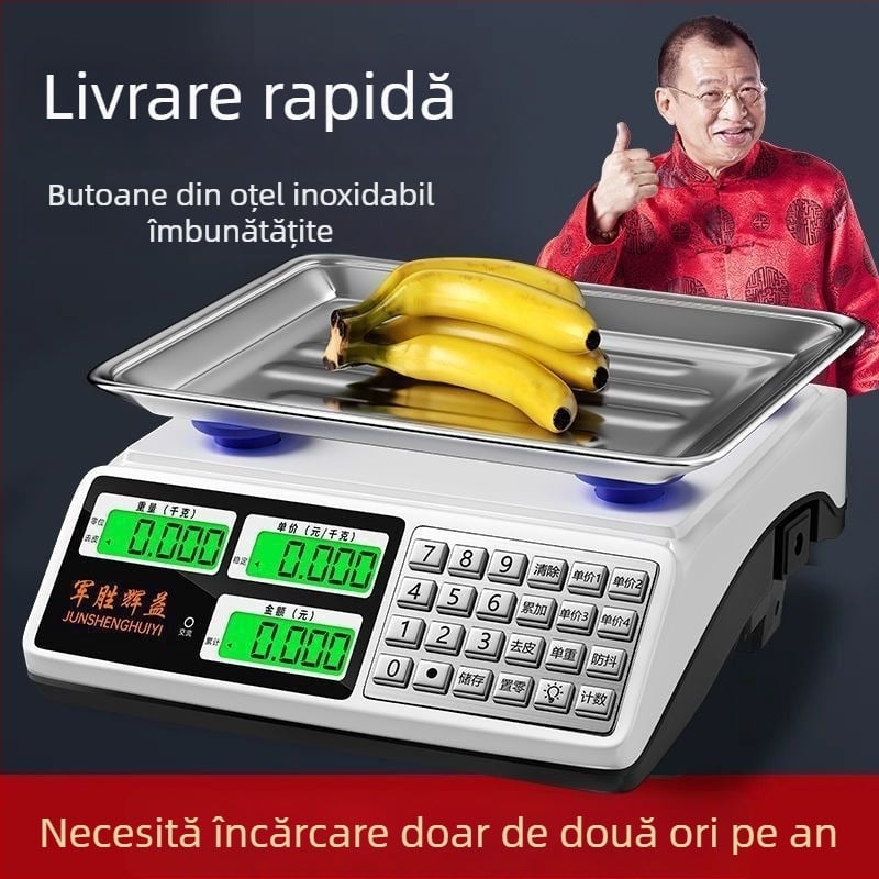 Cântar electronic compact, 30 kg, pentru uz comercial, precizie în bucătărie și vânzarea legumelor la tarabă