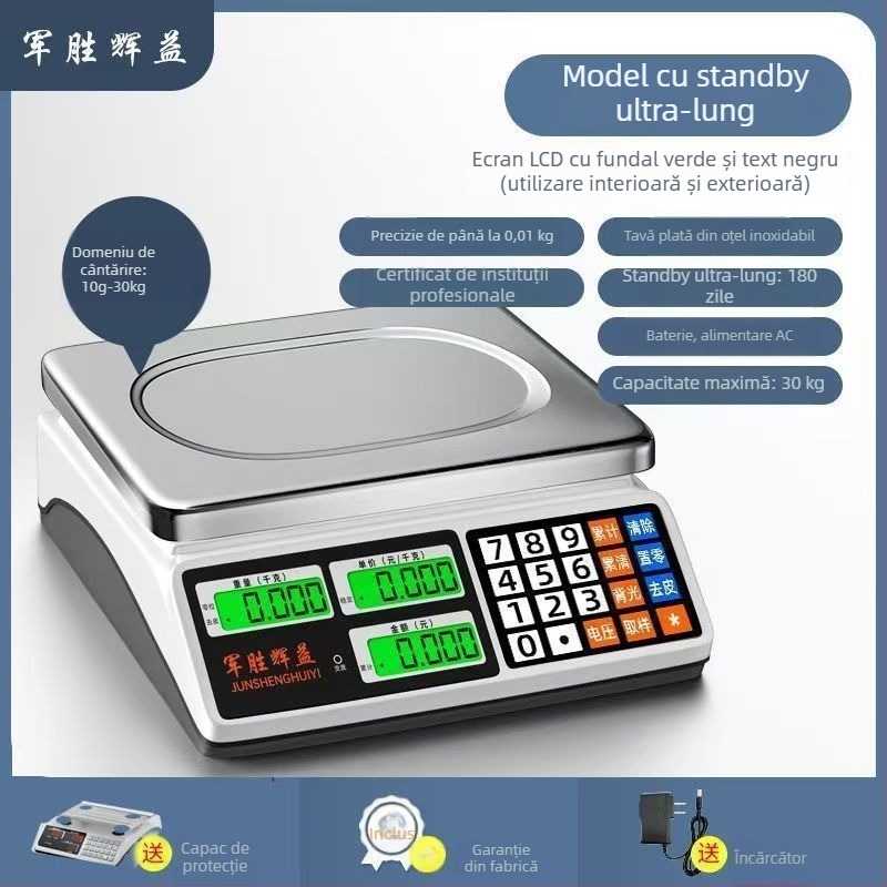 Cântar electronic compact, 30 kg, pentru uz comercial, precizie în bucătărie și vânzarea legumelor la tarabă