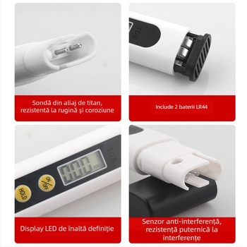 Pen de testare TDS pentru apă de la robinet – detector portabil de calitate a apei (0–9990 ppm, 3V)