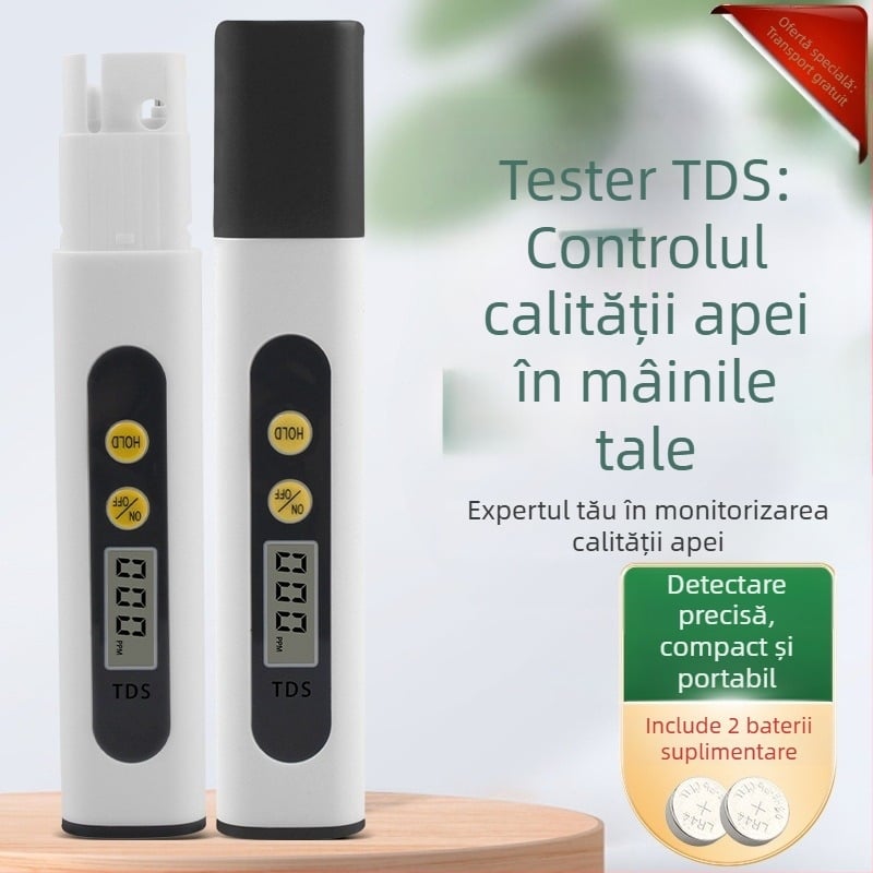 Pen de testare TDS pentru apă de la robinet – detector portabil de calitate a apei (0–9990 ppm, 3V)