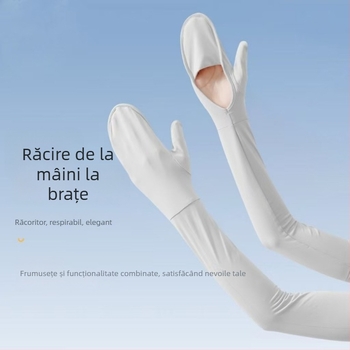 Manșete din Ice Silk pentru femei, lungi, cu acoperire completă a degetelor, protecție UV pentru condus și ciclism
