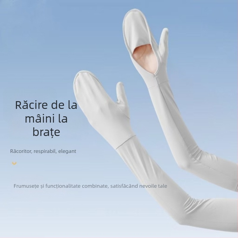 Manșete din Ice Silk pentru femei, lungi, cu acoperire completă a degetelor, protecție UV pentru condus și ciclism