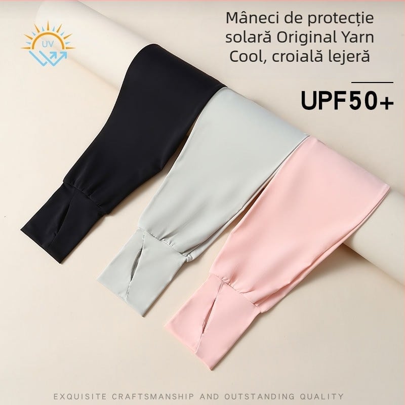 Manșete lungi din ice silk cu protecție UV pentru femei, pentru ciclism în aer liber, culoare solidă, design minimalist