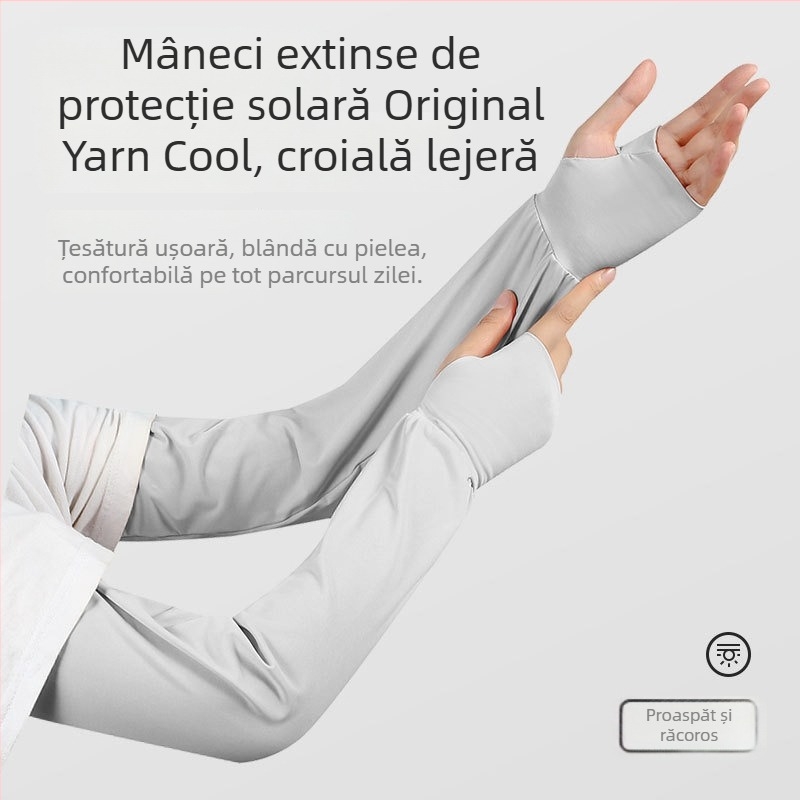 Manșete lungi din ice silk cu protecție UV pentru femei, pentru ciclism în aer liber, culoare solidă, design minimalist