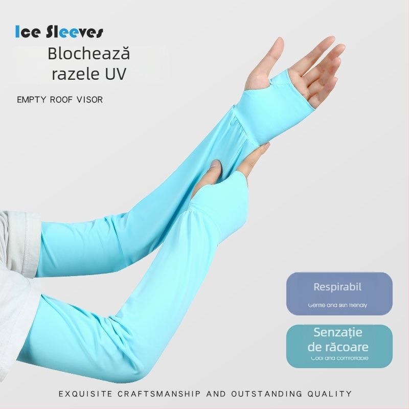 Manșete lungi din ice silk cu protecție UV pentru femei, pentru ciclism în aer liber, culoare solidă, design minimalist