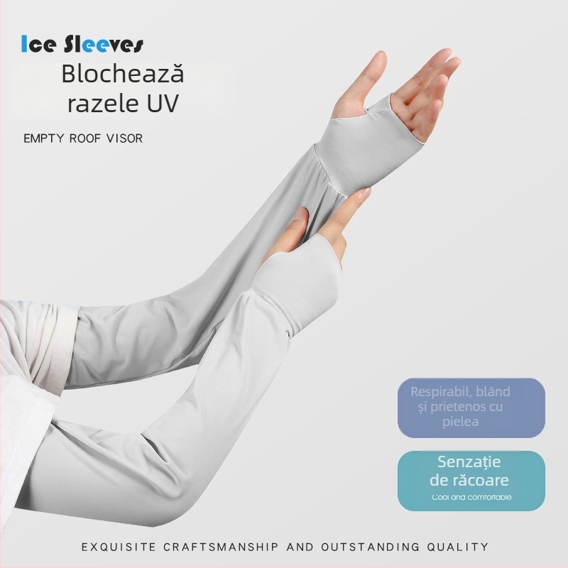 Manșete lungi din ice silk cu protecție UV pentru femei, pentru ciclism în aer liber, culoare solidă, design minimalist