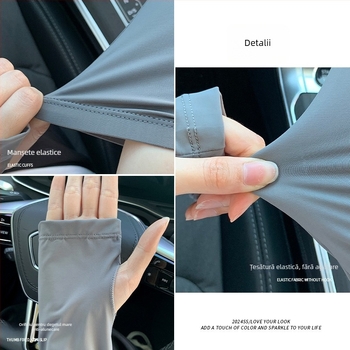 OTU Manșete din ice silk, protecție UV, vară – pentru ciclism și condus, largi, ușoare, respirabile, cu emblemă soare
