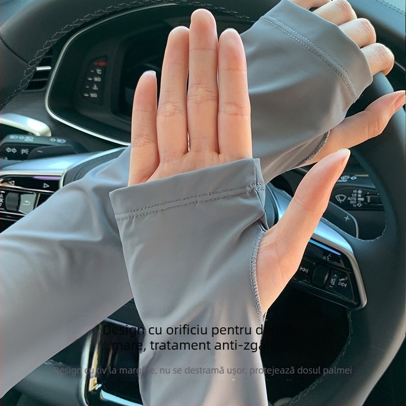 OTU Manșete din ice silk, protecție UV, vară – pentru ciclism și condus, largi, ușoare, respirabile, cu emblemă soare