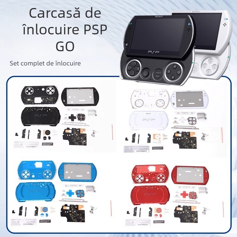 Carcasă PSP Go - înlocuire cu set complet de butoane, șuruburi, accesorii și autocolante