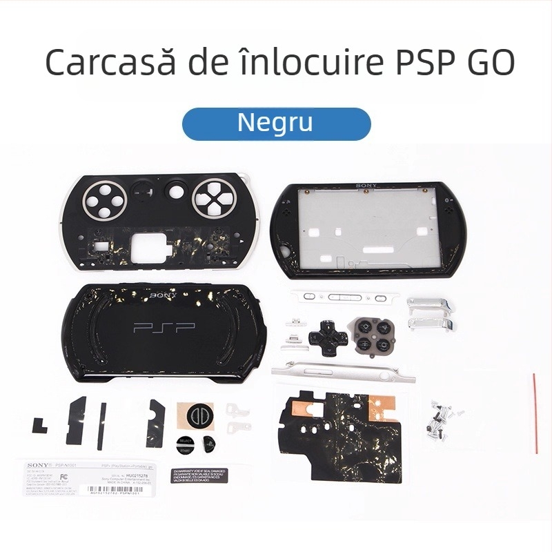 Carcasă PSP Go - înlocuire cu set complet de butoane, șuruburi, accesorii și autocolante