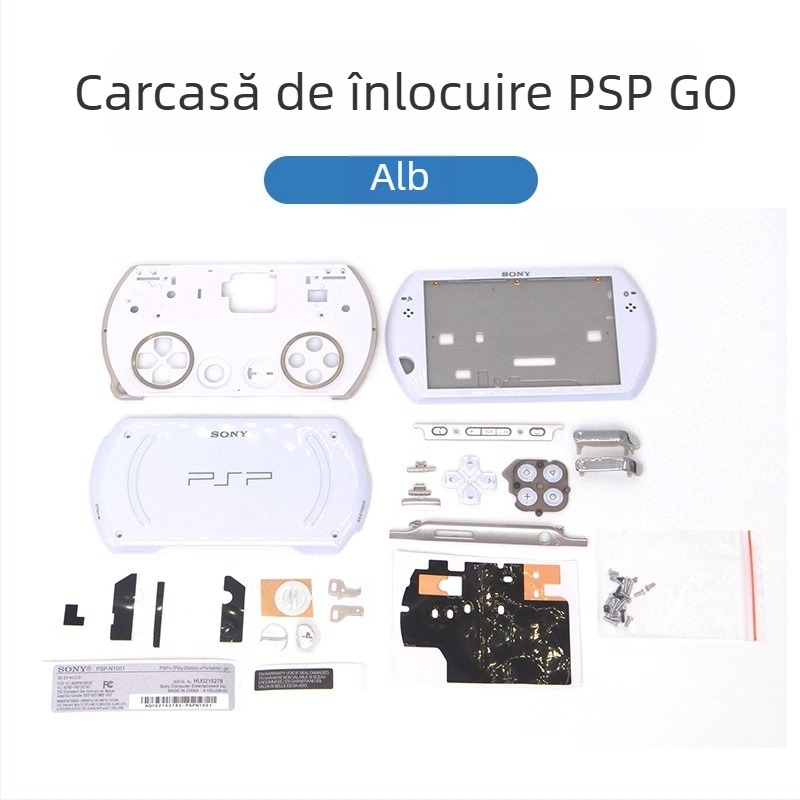Carcasă PSP Go - înlocuire cu set complet de butoane, șuruburi, accesorii și autocolante