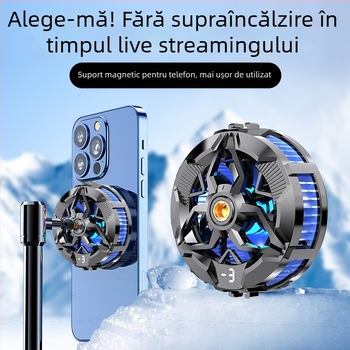 Răcitor magnetic pentru telefon, cu zgomot redus, răcire pe bază de semiconductori, afișaj digital, reglaje ajustabile, prindere pe spate pentru streaming live