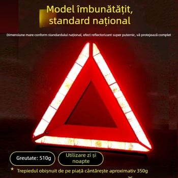 Triunghi de avertizare auto cu suport reflector, stingător de incendiu pliabil și iluminare nocturnă – trusă de siguranță auto