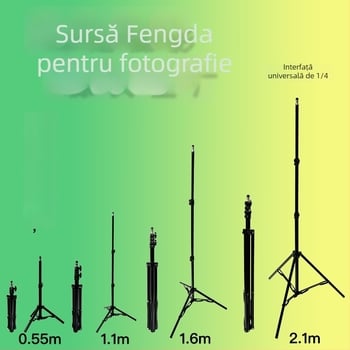 Stativ de streaming mobil de 2,1 m cu trepied de podea, iluminare fotografică și termometru