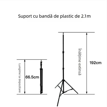 Stativ de streaming mobil de 2,1 m cu trepied de podea, iluminare fotografică și termometru