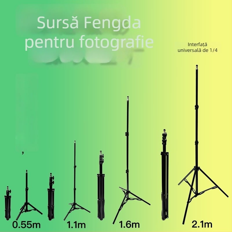 Stativ de streaming mobil de 2,1 m cu trepied de podea, iluminare fotografică și termometru