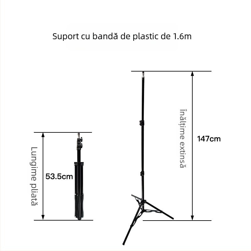 Stativ de streaming mobil de 2,1 m cu trepied de podea, iluminare fotografică și termometru