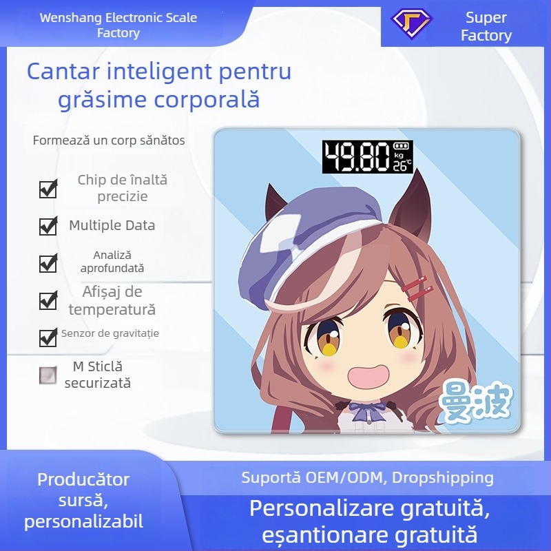 Cântar digital de greutate și masă corporală cu Bluetooth, reîncărcabil, compact, în mai multe stiluri