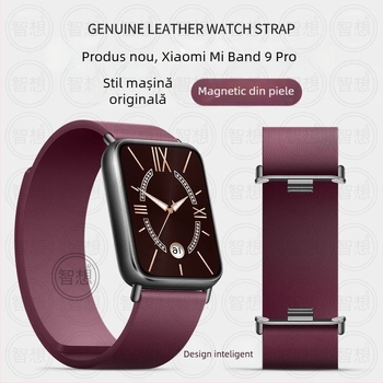 Brățară Kona din piele, magnetică, NFC, pentru Xiaomi Mi Band 9 Pro și 8 Pro, unisex, stil sport