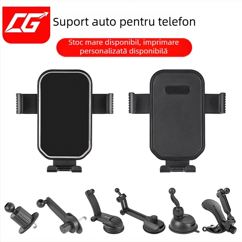 Suport universal pentru telefon auto cu ventuză, braț telescopic și rotație la 360° pentru bord sau ventilație