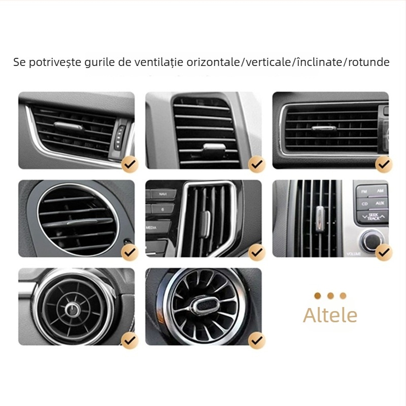 Suport universal pentru telefon auto cu ventuză, braț telescopic și rotație la 360° pentru bord sau ventilație