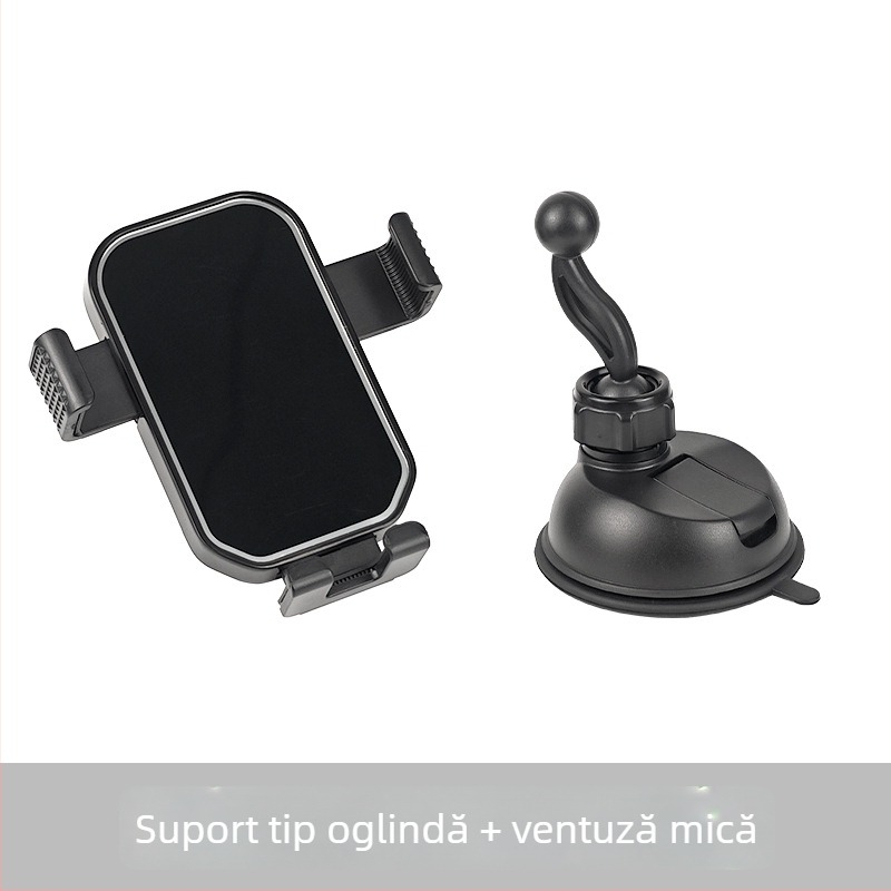 Suport universal pentru telefon auto cu ventuză, braț telescopic și rotație la 360° pentru bord sau ventilație