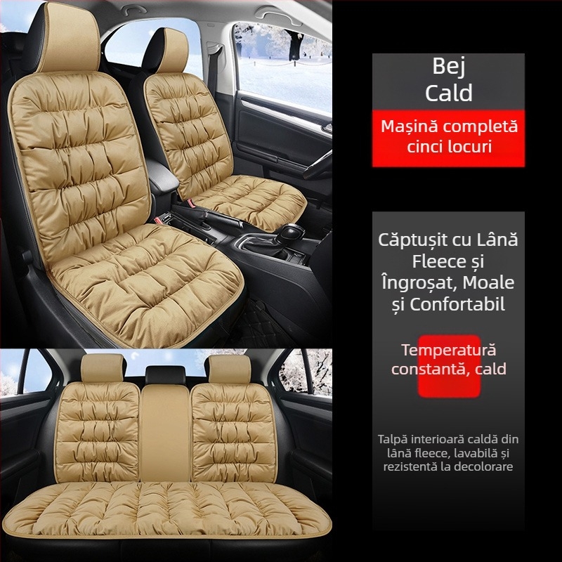 Perne de șezut auto pentru bancheta din spate, iarnă, pluș scurt, îngroșat, pernă caldă pentru spate