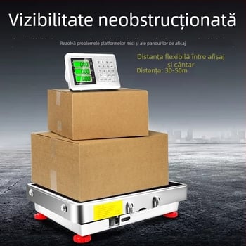 Cântar electronic portabil, wireless, pentru uz comercial, capacitate 300 kg, cu platformă detașabilă, compact